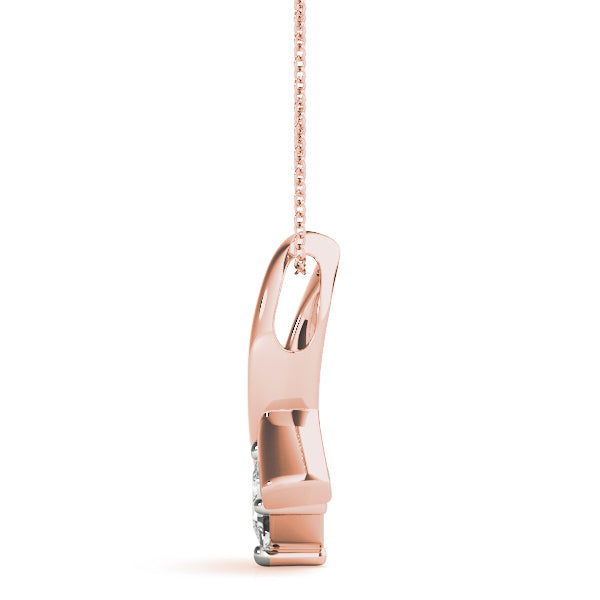 18K Rose Gold Square Diamond Solitaire Pendant