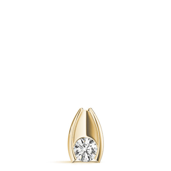 18K Yellow Gold Round Diamond Solitaire Pendant
