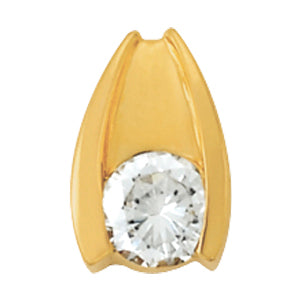 14K White Gold Round Diamond Solitaire Pendant