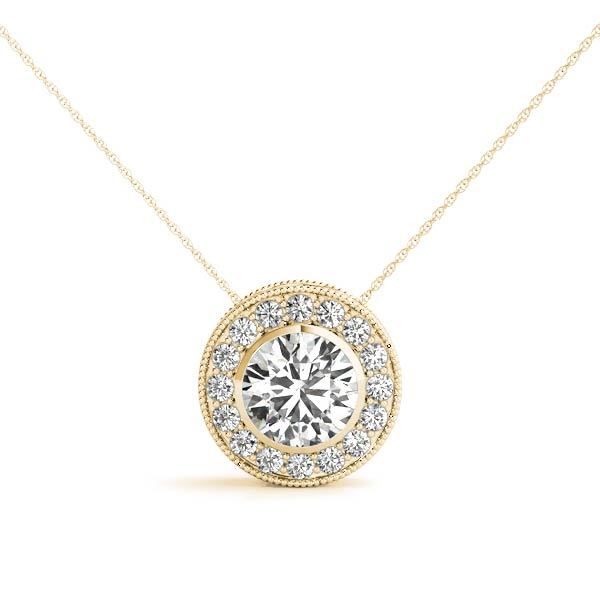 18K Yellow Gold 1 ct Diamond Halo Pendant