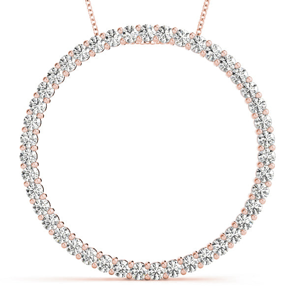 18K Rose Gold Diamond Circle Pendant