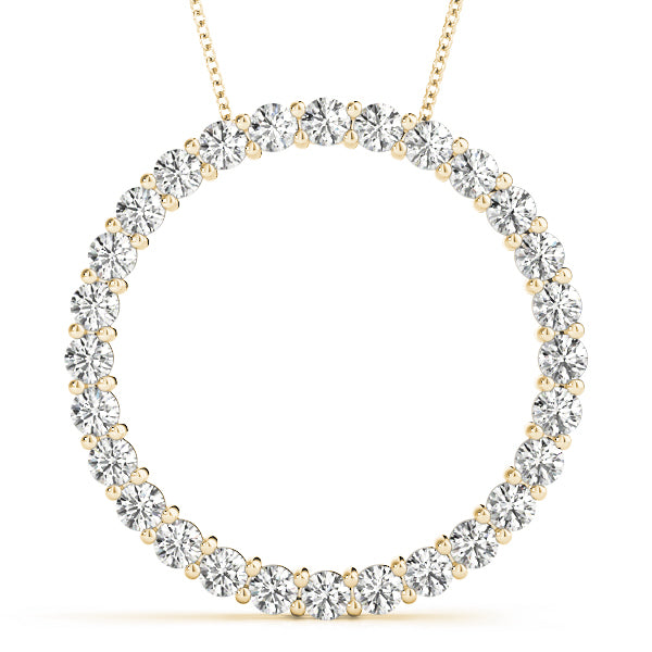 18K Yellow Gold Round Diamond Circle Pendant