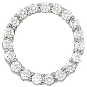 14K White Gold Round Diamond Circle Pendant
