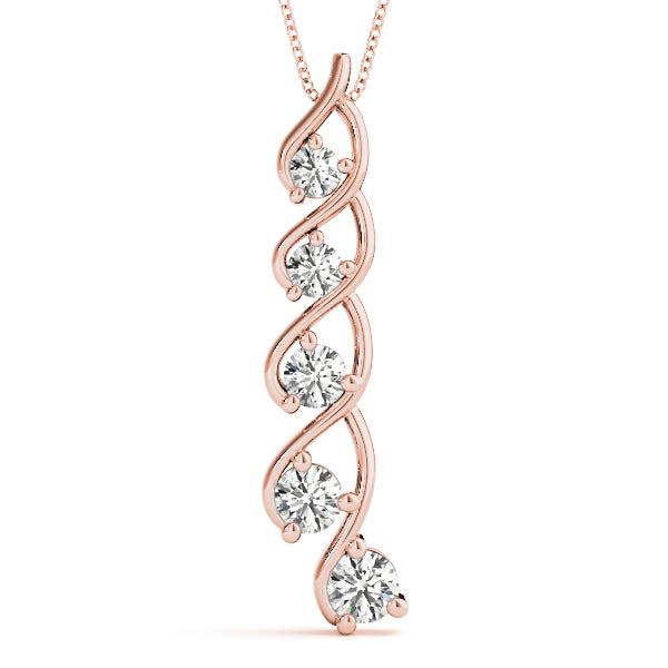 Rose Gold 1 CT Diamond Journey Pendant Necklace