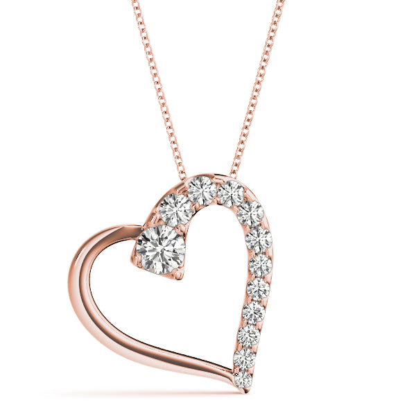 18K Rose Gold Round Diamond Fashion Pendant