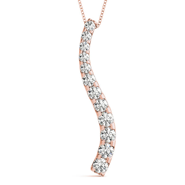 18K Rose Gold Round Diamond Fashion Pendant