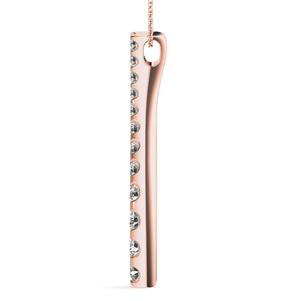 18K Rose Gold Round Diamond Fashion Pendant