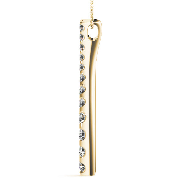 18K Yellow Gold Round Diamond Journey Pendant
