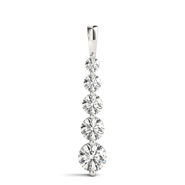 14K White Gold Round Diamond Journey Pendant