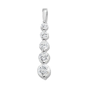 18K White Gold 1 CT Diamond Journey Pendant