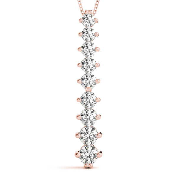 18K Rose Gold Round Diamond Journey Pendant