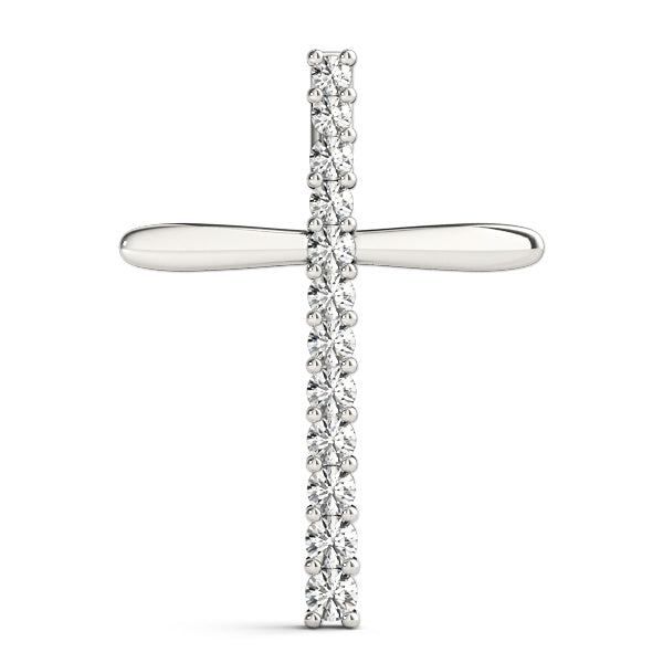White Gold Multi-Diamond Cross Pendant Necklace