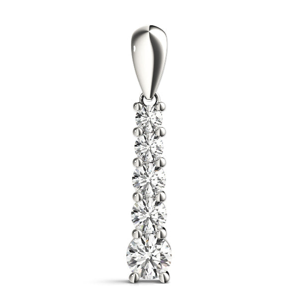 18K White Gold Round Diamond Journey Pendant