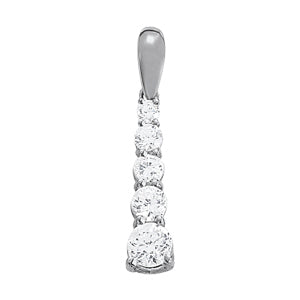 18K White Gold Round Diamond Journey Pendant