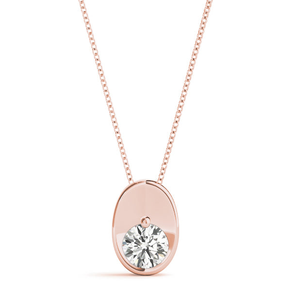 18K Rose Gold 0.5 ct Round Diamond Solitaire Pendant