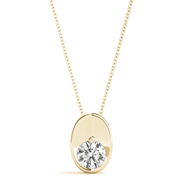 18K Yellow Gold Round Diamond Pendant