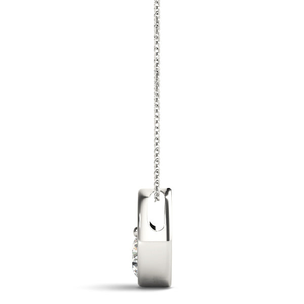 14K White Gold Round Diamond Solitaire Pendant