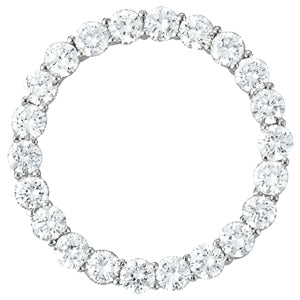18K White Gold Round Diamond Circle Pendant
