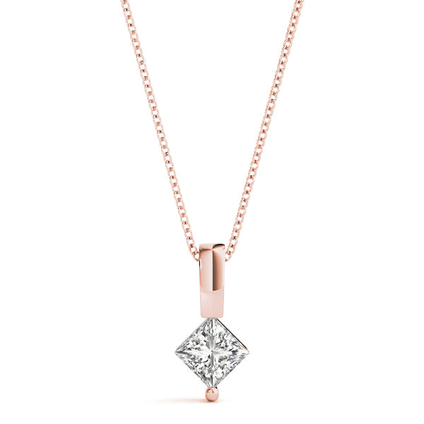 18K Rose Gold 0.05ct Square Diamond Pendant