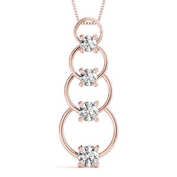 Rose Gold 1 CT Diamond Journey Pendant Necklace