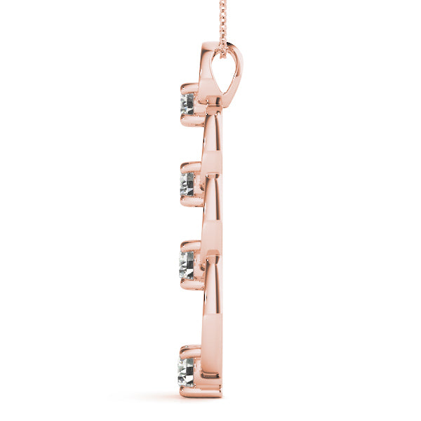 Rose Gold 1 CT Diamond Journey Pendant Necklace