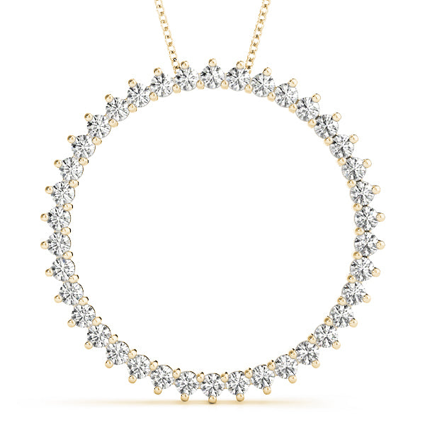 14K Yellow Gold Diamond Circle Pendant Necklace