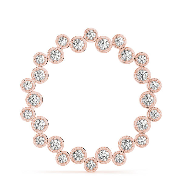Rose Gold 1 CT Diamond Circle Pendant Necklace