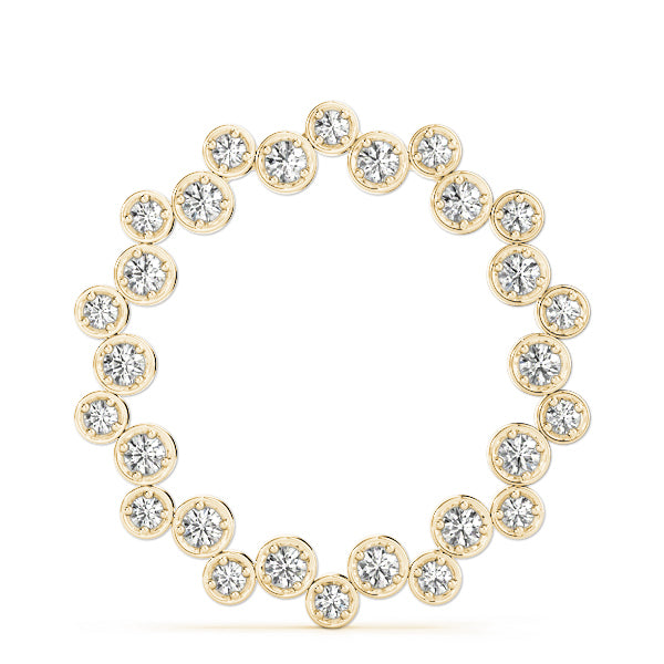 18K Yellow Gold Round Diamond Circle Pendant