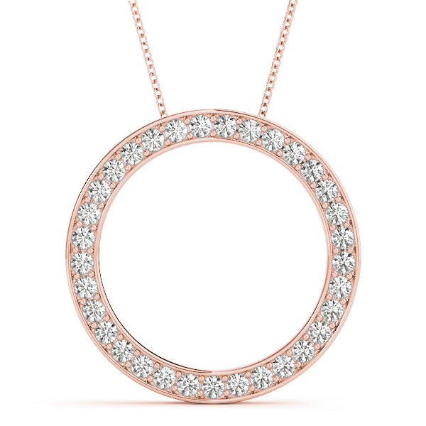 14K Rose Gold Diamond Circle Pendant