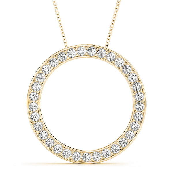 18K Yellow Gold Round Diamond Circle Pendant