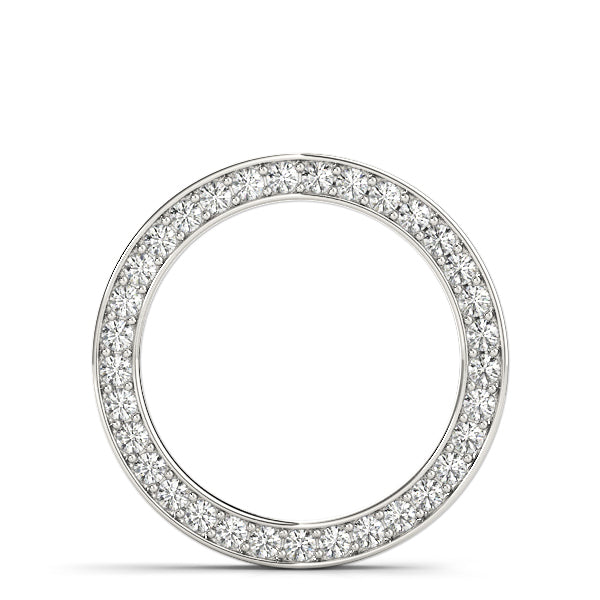 14K White Gold Round Diamond Circle Pendant