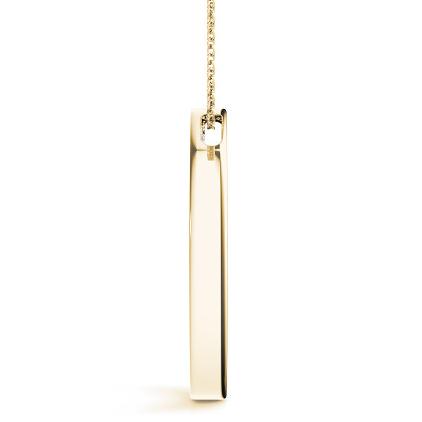 14K Yellow Gold Round Diamond Circle Pendant