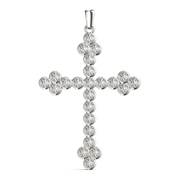 Platinum White Diamond Fashion Cross Pendant