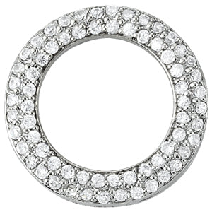 18K White Gold Multi-Diamond Circle Pendant