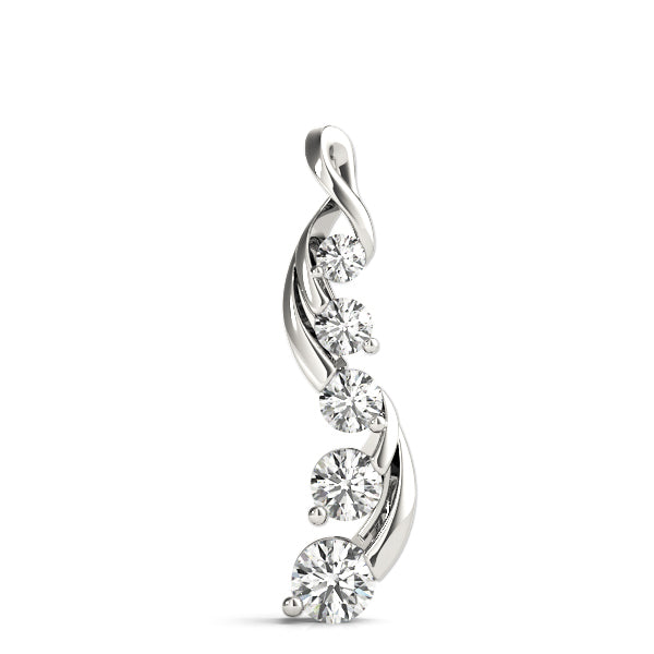 18K White Gold Round Diamond Journey Pendant