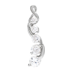 18K White Gold Round Diamond Journey Pendant