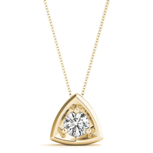 18K Yellow Gold 1ct Round Diamond Solitaire Pendant