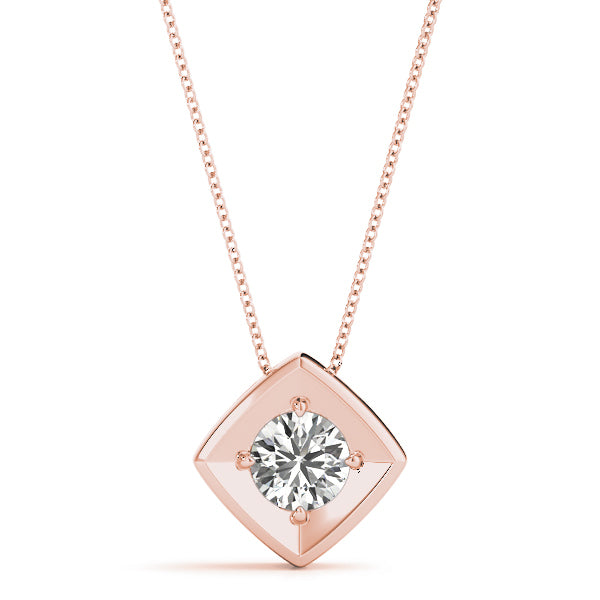 1ct Diamond Rose Gold Solitaire Pendant Necklace
