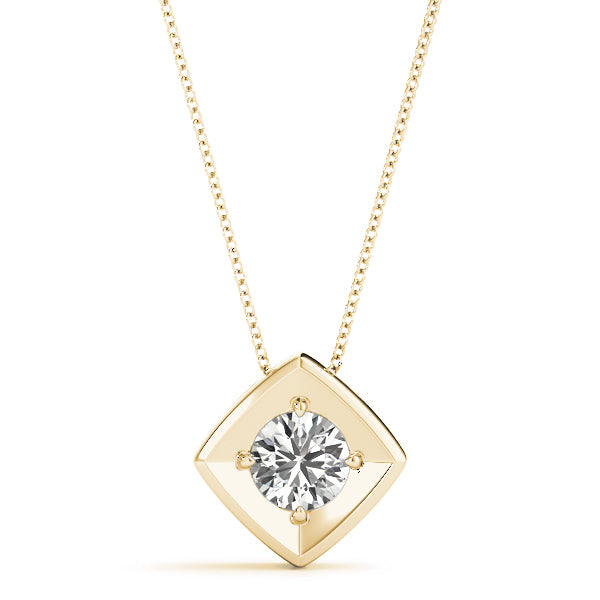 18K Yellow Gold 1ct Diamond Pendant Necklace