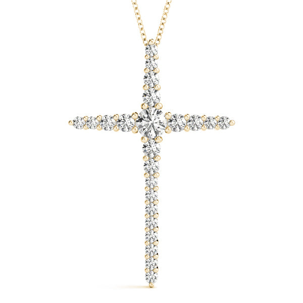 18K Yellow Gold Diamond Cross Pendant