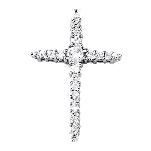 Platinum Round Diamond Religious Pendant