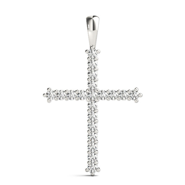 18K White Gold Diamond Cross Pendant