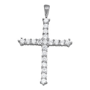 18K White Gold Diamond Cross Pendant