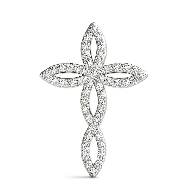 14K White Gold Diamond Cross Pendant