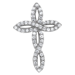 18K White Gold 1ctw Diamond Cross Pendant
