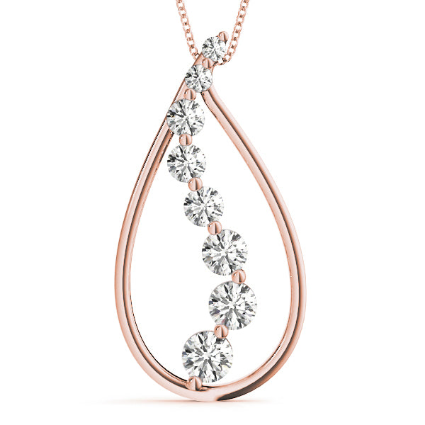 Rose Gold 1 CT Diamond Journey Pendant Necklace