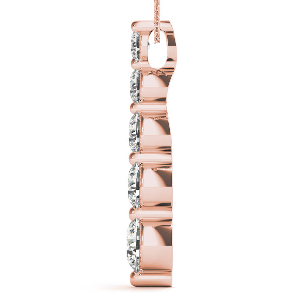 Rose Gold 1 CT Diamond Journey Pendant Necklace
