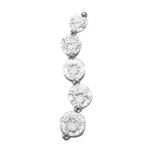 14K White Gold Round Diamond Journey Pendant