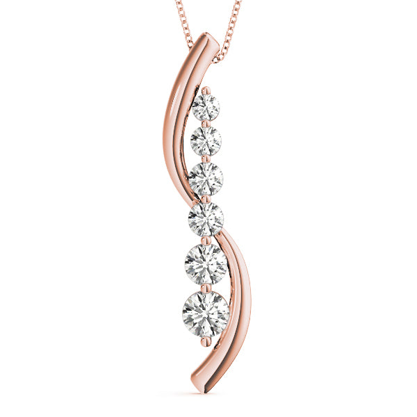 18K Rose Gold Round Diamond Fashion Pendant