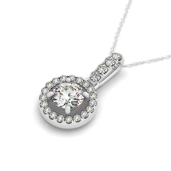 Platinum 1.25 ctw Round Diamond Halo Pendant